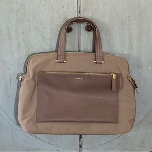 Samsonite Zalia Organized Bailhandle Carry-On Bag, Laptop Travel Purse Beige EUC